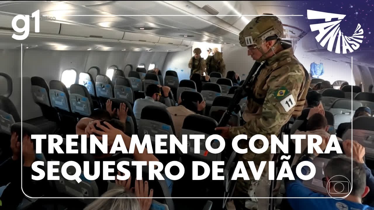 Fantástico: Policiais realizam treinamento contra sequestro de avião