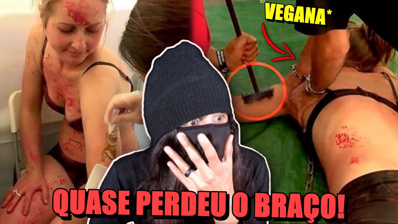 VEGANOS SE MARCANDO COM FERRO QUENTE PARA PROTESTAR PELOS ANIMAIS.